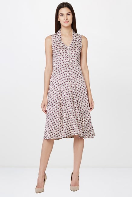 AND Beige Printed Dress AND Beige Printed Dress