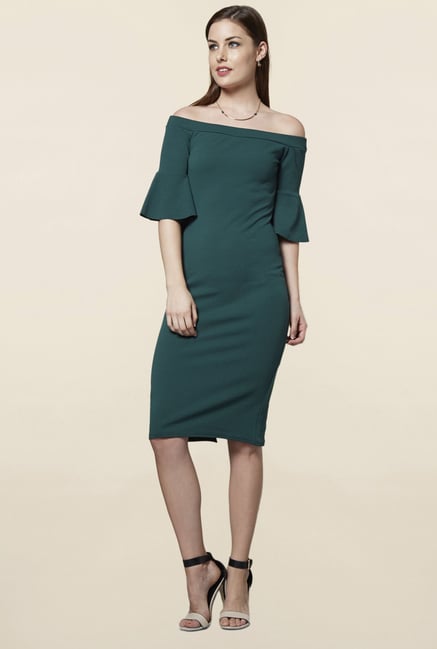 FG4 London Frilly Green Off Shoulder Dress FG4 London Frilly Green Off Shoulder Dress
