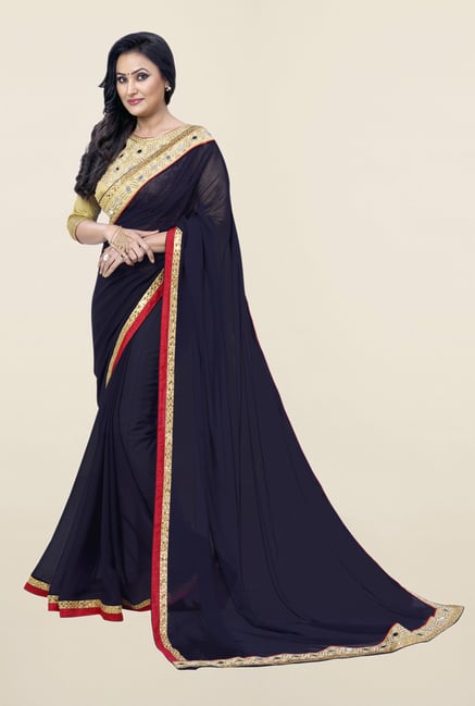Triveni Navy Chiffon Saree Triveni Navy Chiffon Saree