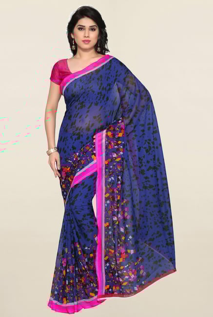 Triveni Blue Printed Faux Georgette Saree Triveni Blue Printed Faux Georgette Saree