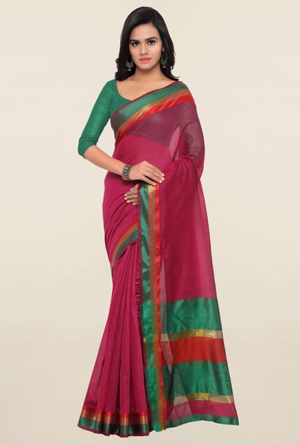 Triveni Pink Textured Blended Cotton Saree Triveni Pink Textured Blended Cotton Saree