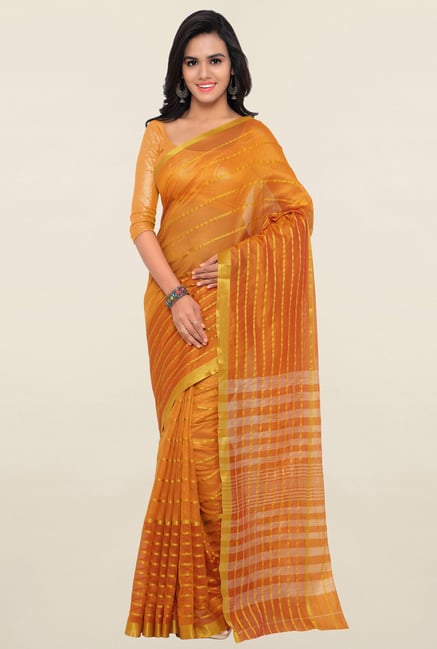 Triveni Yellow Striped Art Silk Saree Triveni Yellow Striped Art Silk Saree