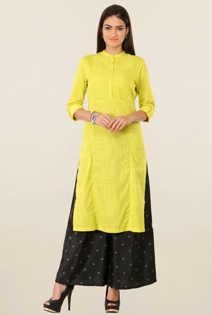 W Yellow Textured Kurta W Yellow Textured Kurta