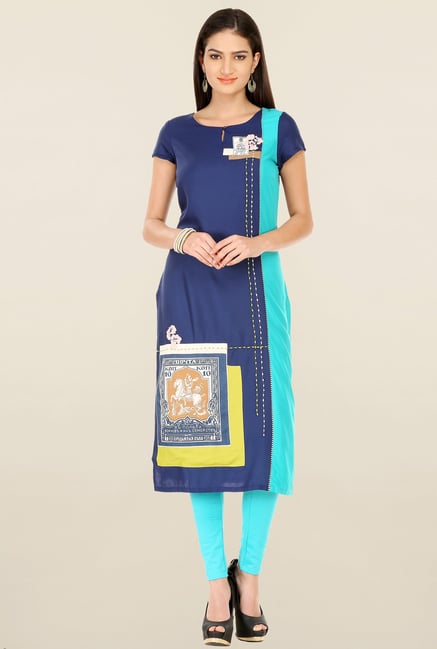 W Blue Printed Kurta W Blue Printed Kurta