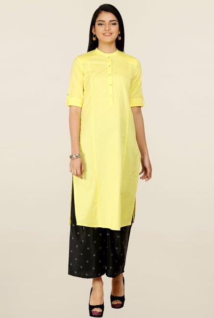 W Yellow Solid Kurta W Yellow Solid Kurta