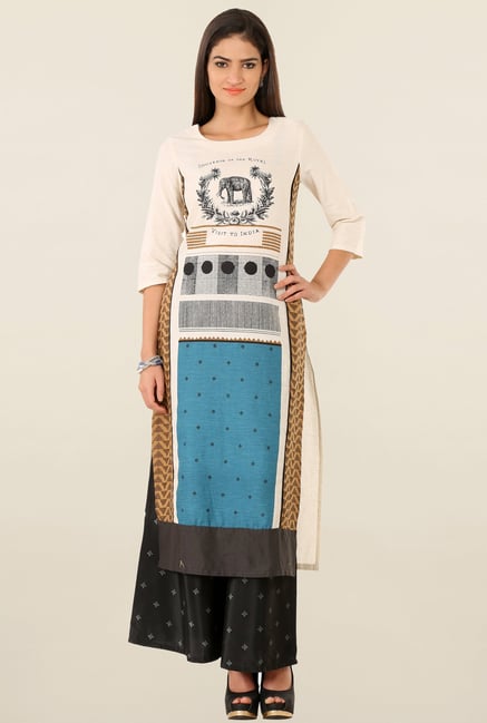 W Off White Printed Kurta W Off White Printed Kurta