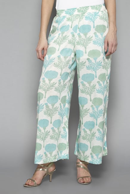 Zuba by Westside Off White Floral Print Palazzos Zuba by Westside Off White Floral Print Palazzos