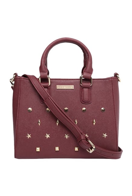 Addons Maroon Studded Handbag Addons Maroon Studded Handbag
