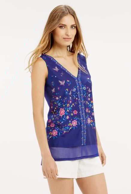 Oasis Blue Floral Print Top Oasis Blue Floral Print Top