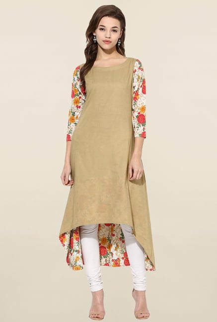 Ahalyaa Beige Solid Asymmetrical Kurta Ahalyaa Beige Solid Asymmetrical Kurta