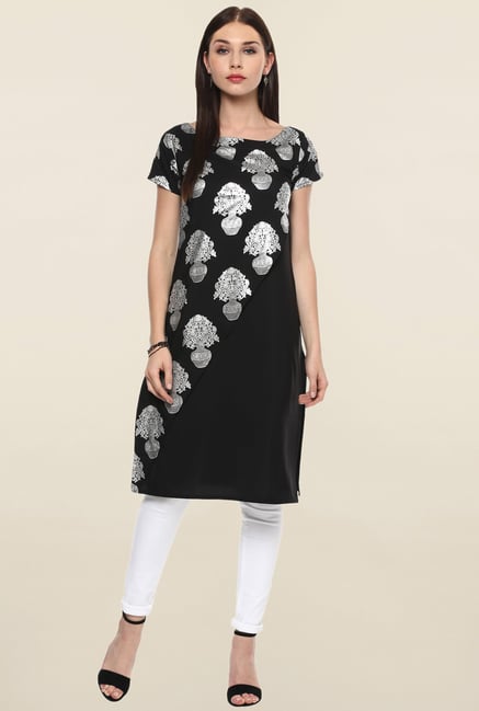 Ahalyaa Black Printed Kurta Ahalyaa Black Printed Kurta