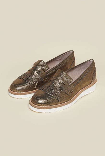 Kurt Geiger Kooper Antique Gold Moccasins Kurt Geiger Kooper Antique Gold Moccasins