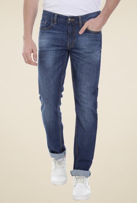 Vudu Blue Lightly Washed Cotton Jeans Vudu Blue Lightly Washed Cotton Jeans