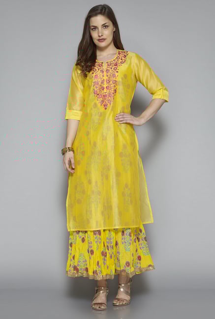 Vark by Westside Yellow Embroidered Suit Set Vark by Westside Yellow Embroidered Suit Set