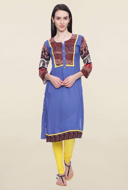 Mytri Blue Printed Rayon Kurti Mytri Blue Printed Rayon Kurti
