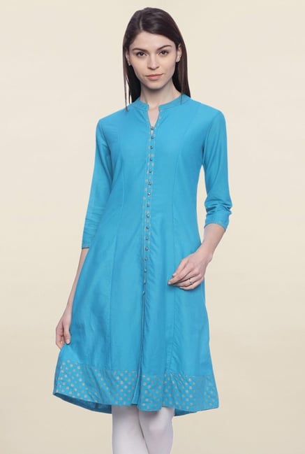Mytri Blue Solid Other A Line Kurti Mytri Blue Solid Other A Line Kurti