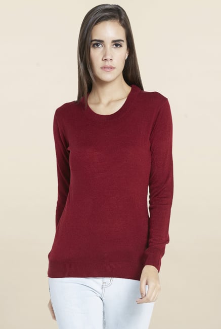 Globus Maroon Solid Sweater Globus Maroon Solid Sweater