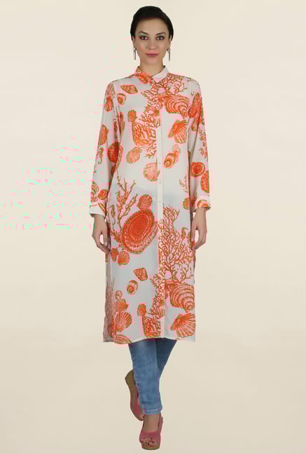 Juniper Orange Printed Kurta Juniper Orange Printed Kurta