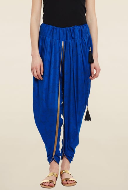 9rasa Blue Block Print Dhoti Pant 9rasa Blue Block Print Dhoti Pant