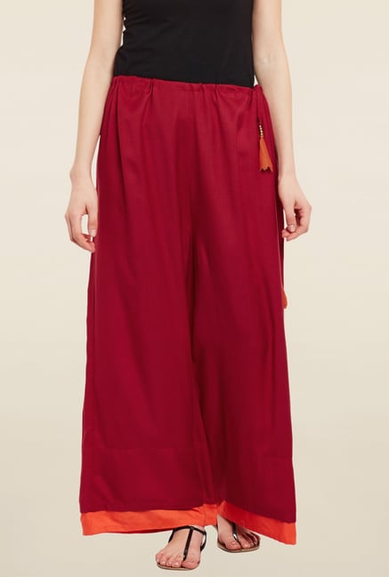 9rasa Maroon Solid Palazzo 9rasa Maroon Solid Palazzo