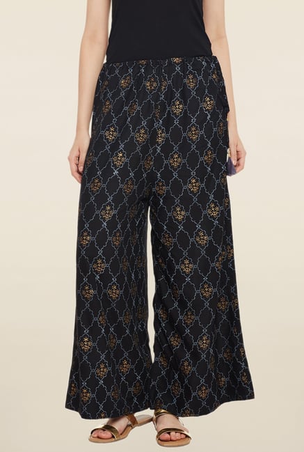 9rasa Black Block Print Palazzo 9rasa Black Block Print Palazzo