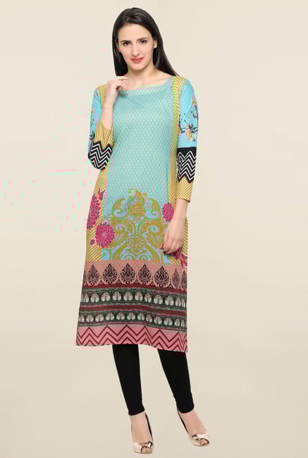 Ahalyaa Sky Blue Printed Kurta Ahalyaa Sky Blue Printed Kurta