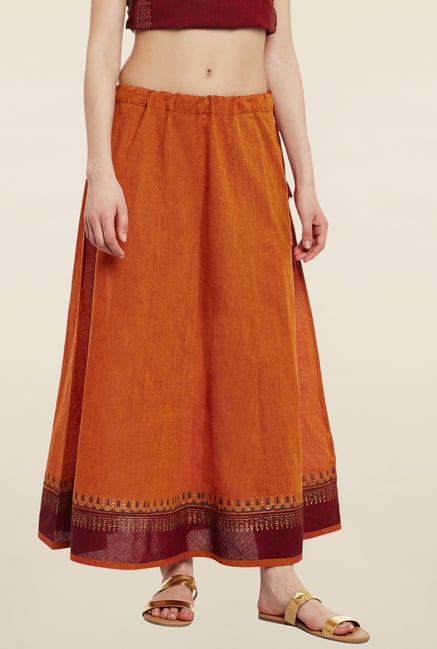 9rasa Orange Block Print Skirt 9rasa Orange Block Print Skirt