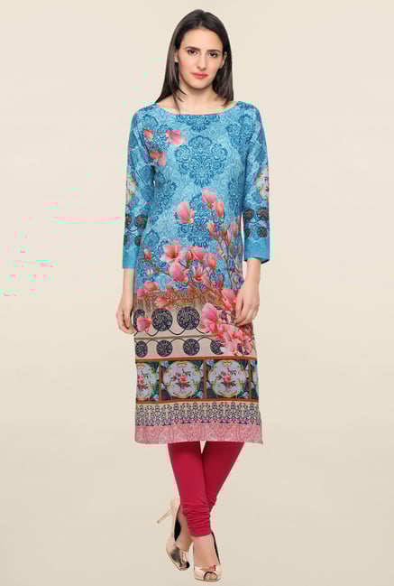 Ahalyaa Blue Printed Kurta Ahalyaa Blue Printed Kurta