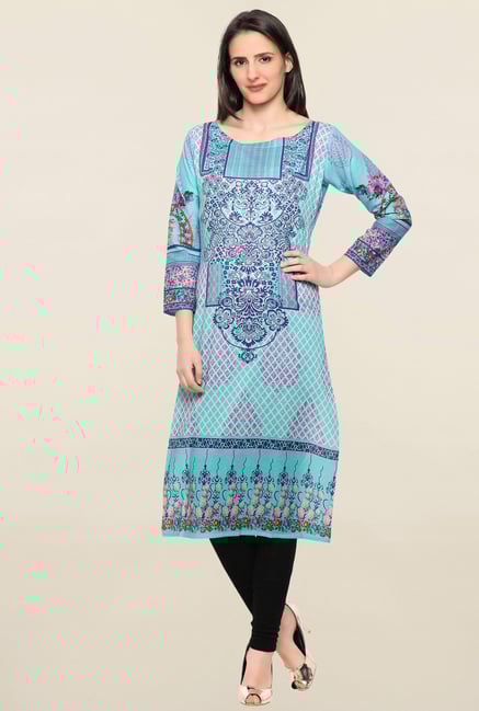 Ahalyaa Sky Blue Printed Kurta Ahalyaa Sky Blue Printed Kurta