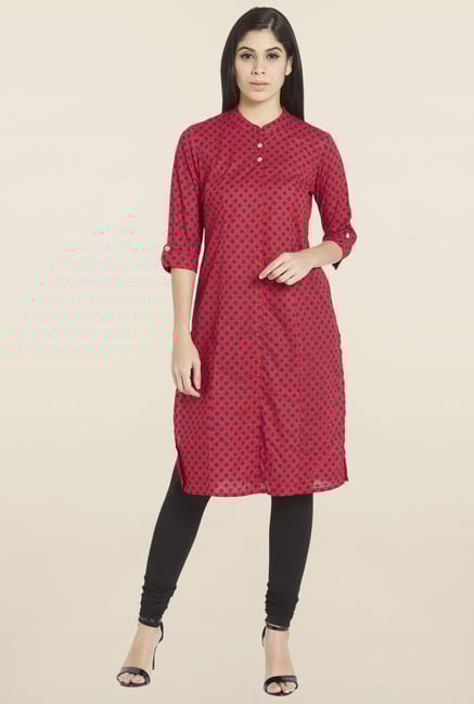 Globus Red Printed Kurta Globus Red Printed Kurta
