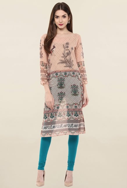 Ahalyaa Peach Printed Kurta Ahalyaa Peach Printed Kurta