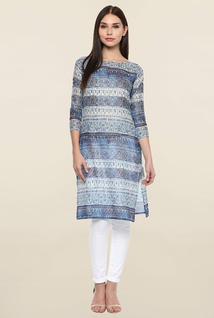 Ahalyaa Blue & White Printed Kurti Ahalyaa Blue & White Printed Kurti