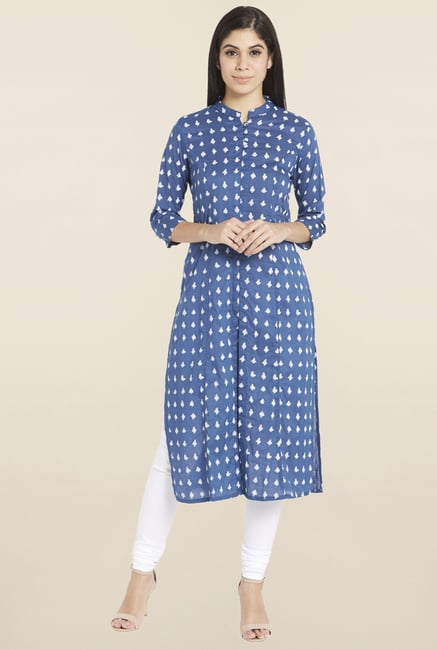 Globus Blue Printed Kurta Globus Blue Printed Kurta