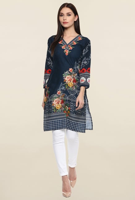 Ahalyaa Navy Printed Kurti Ahalyaa Navy Printed Kurti