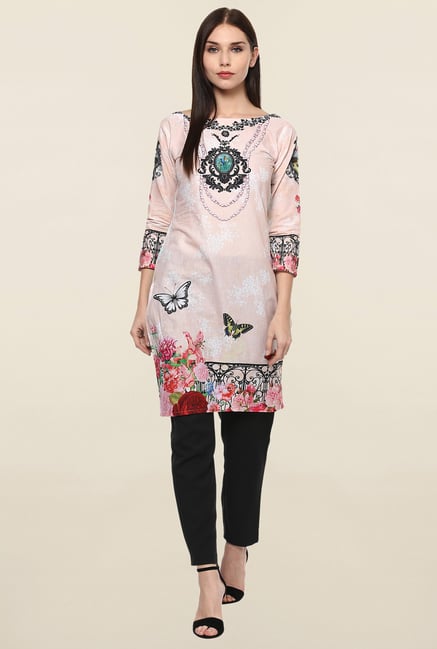 Ahalyaa Light Pink Printed Kurti Ahalyaa Light Pink Printed Kurti