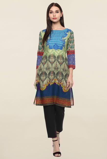 Ahalyaa Multicolor Printed Kurti Ahalyaa Multicolor Printed Kurti