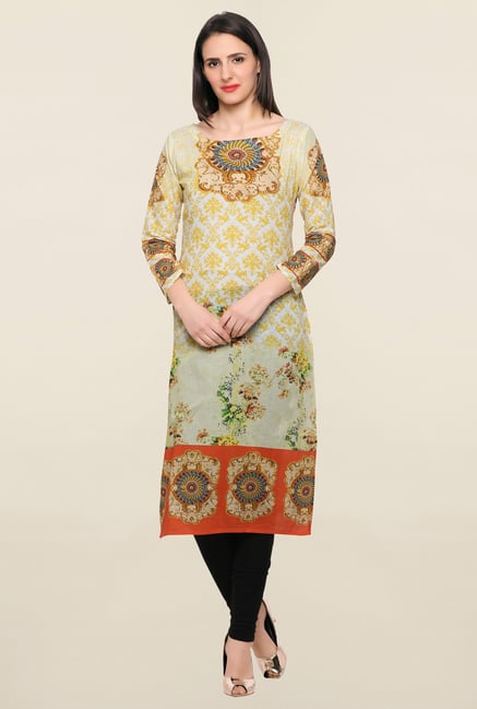 Ahalyaa Yellow Printed Kurta Ahalyaa Yellow Printed Kurta