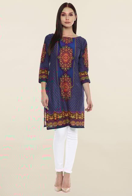 Ahalyaa Dark Blue Printed Kurti Ahalyaa Dark Blue Printed Kurti