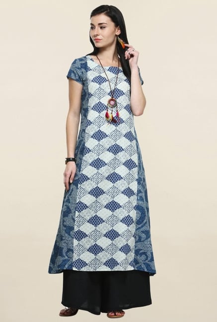 Varanga Blue & Black Printed Kurta With Palazzo Varanga Blue & Black Printed Kurta With Palazzo