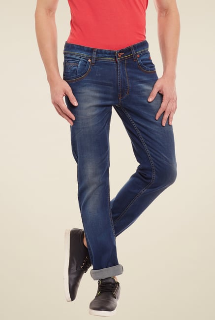 Duke Dark Blue Lightly Washed Mid Rise Jeans Duke Dark Blue Lightly Washed Mid Rise Jeans