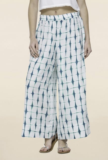 Varanga Off White Printed Flared Palazzo Varanga Off White Printed Flared Palazzo