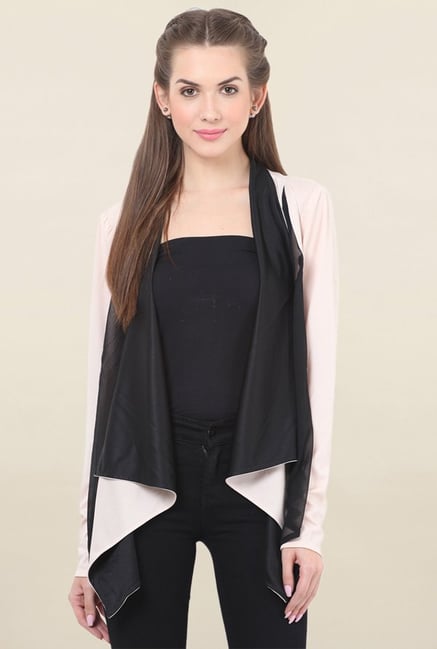 Honey & B Pink & Black Solid Shrug Honey & B Pink & Black Solid Shrug