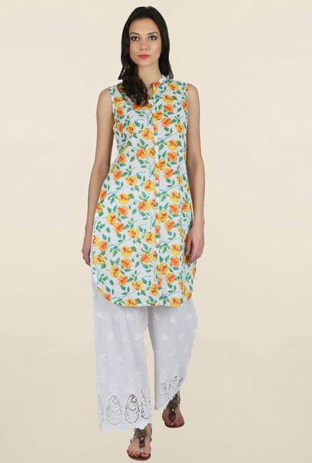 Juniper White Floral Print Kurti Juniper White Floral Print Kurti