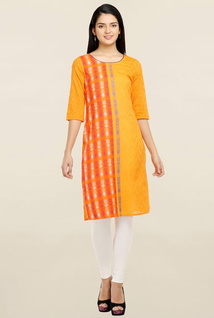 Aurelia Orange & Yellow Printed Kurta Aurelia Orange & Yellow Printed Kurta