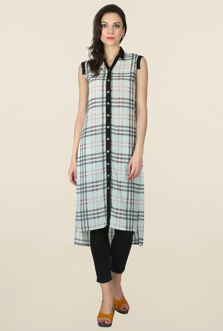 Juniper Mint Checks Shirt Kurta Juniper Mint Checks Shirt Kurta