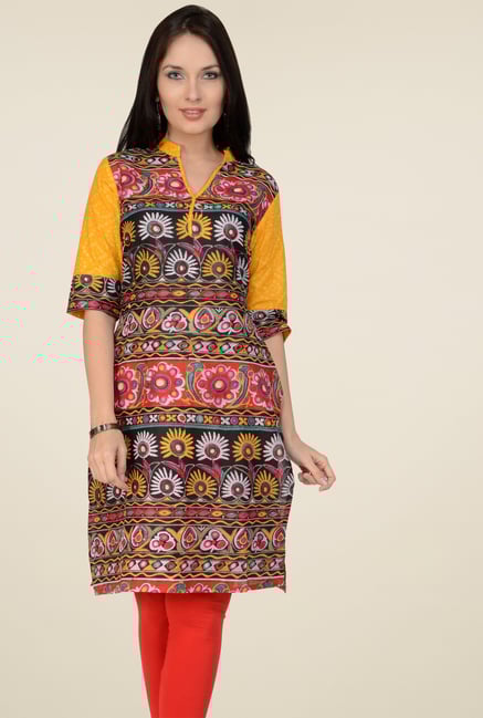 Pannkh Multicolor Regular Fit Printed Kurti Pannkh Multicolor Regular Fit Printed Kurti