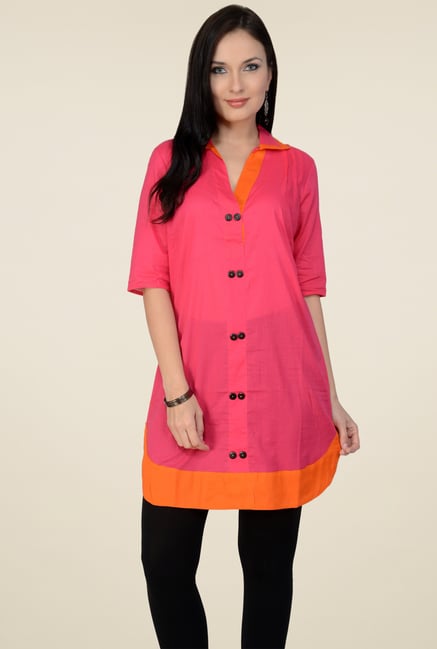 Pannkh Peach 3/4th Sleeves Kurti Pannkh Peach 3/4th Sleeves Kurti