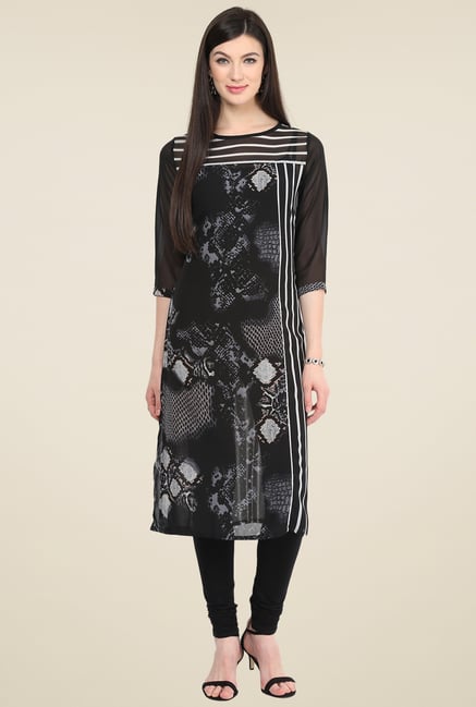 Pannkh Black Printed Kurti Pannkh Black Printed Kurti