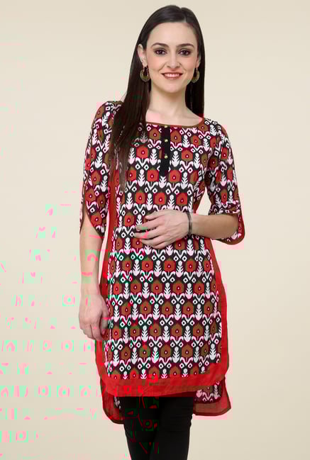 Pannkh Red Regular Fit Cotton Kurti Pannkh Red Regular Fit Cotton Kurti
