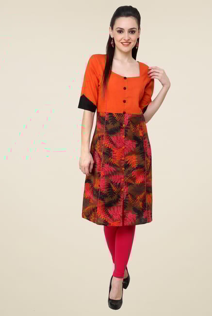 Pannkh Orange Printed Kurti Pannkh Orange Printed Kurti